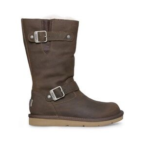 UGG Brown Leather Boots with Buckle Detail